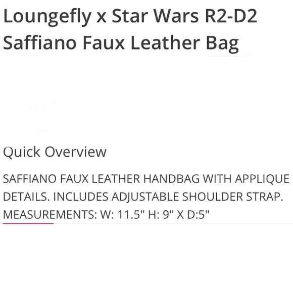 Loungefly x STAR WARS R2-D2 Faux Leather Bag! - Picture 7 of 8